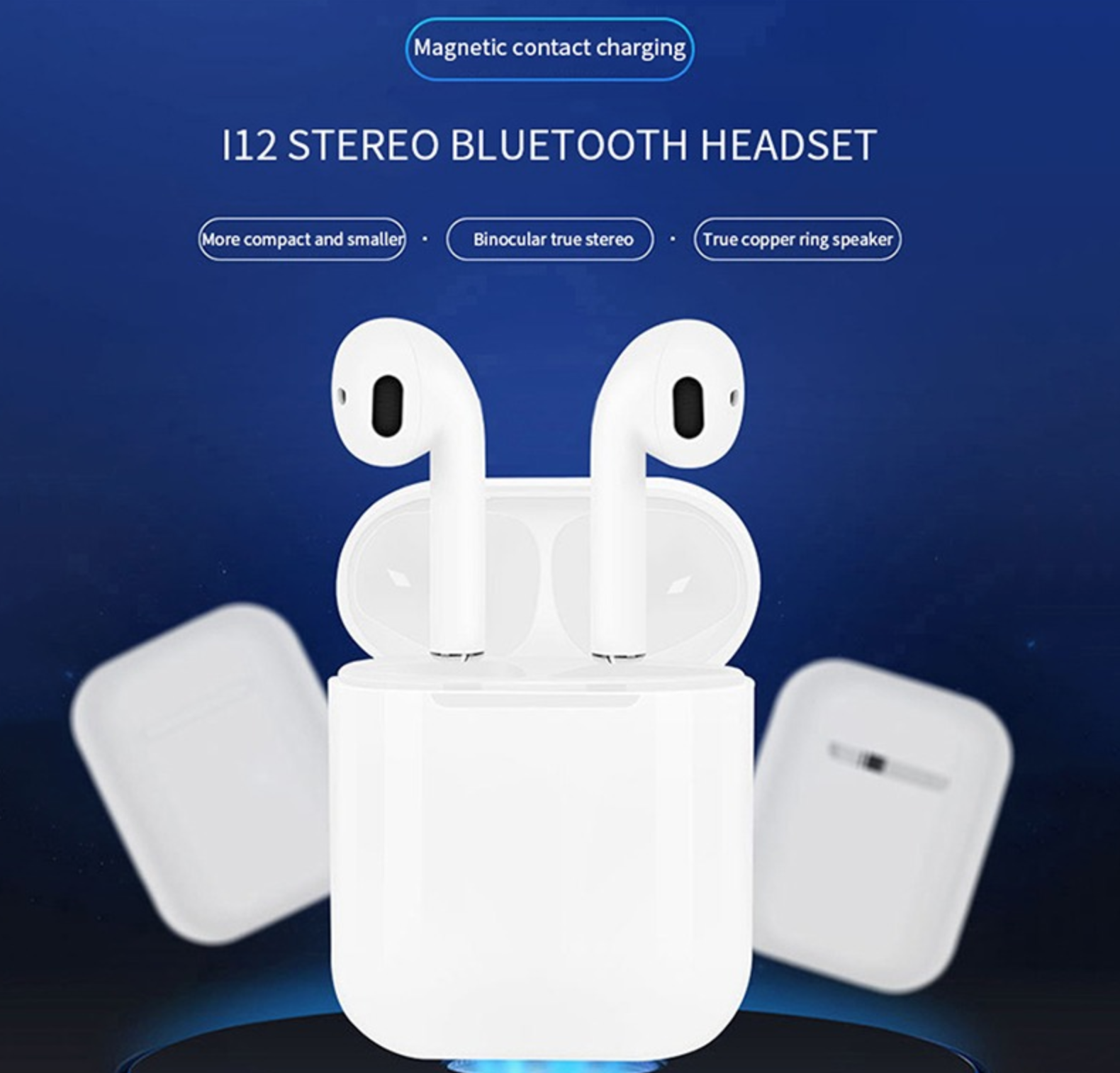 Casti Bluetooth Wireless i12 TWS Waterproof, Touch Control, 3D Sound