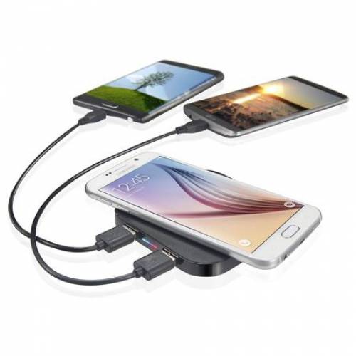 Incarcator Wireless Qi Charging Pad, USB Hub 2 porturi