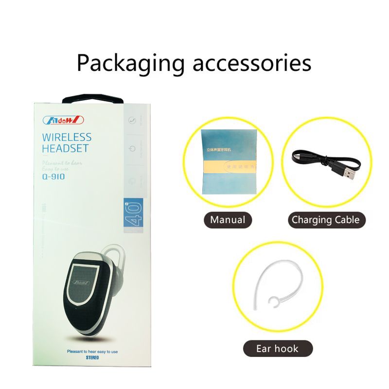 Mini casca Bluetooth Andowl Q-910, Stereo Music V4.0, iOS si Anroid, Negru