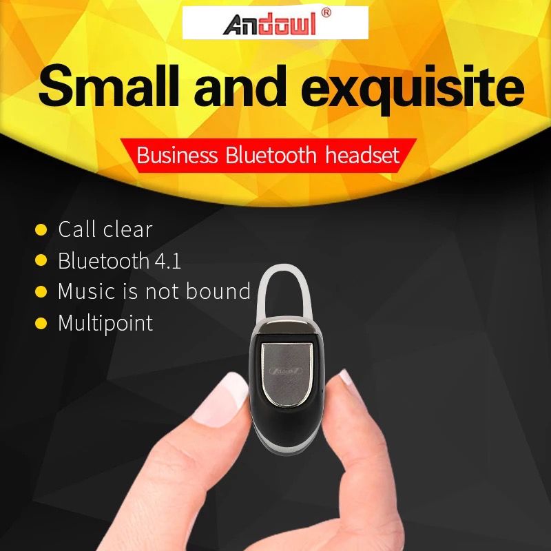 Mini casca Bluetooth Andowl Q-910, Stereo Music V4.0, iOS si Anroid, Negru