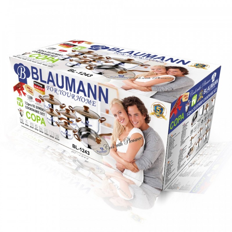 Set oale din inox 12 piese cu manere termorezistente, Blaumann BL 417