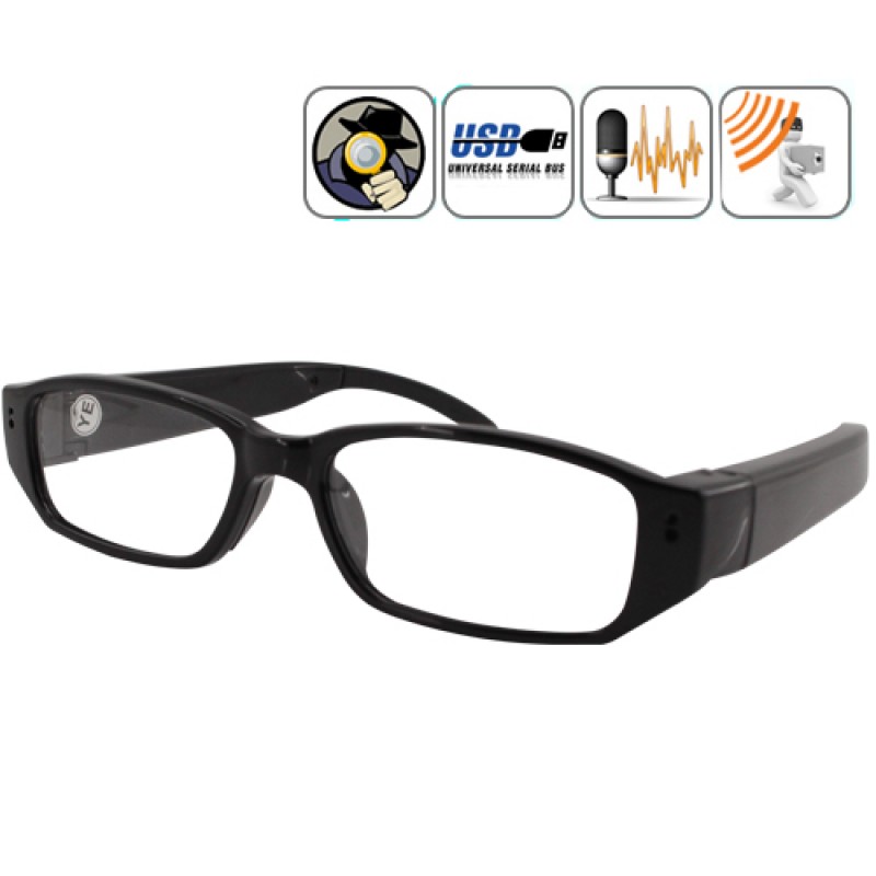 Ochelari cu rama neagra si camera video 720p. Audio-Foto-Video