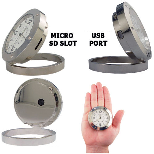 Ceas de birou cu Camera Spion: foto, video si microfon, inregistrate pe card SD