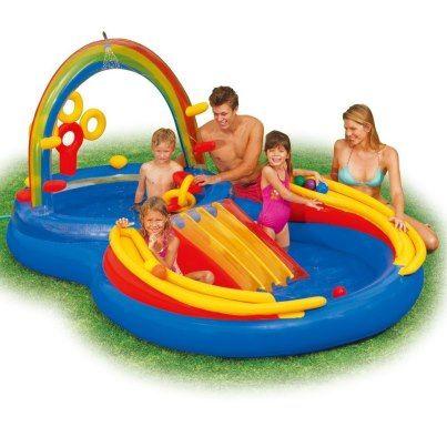 Piscina gonflabila cu tobogan 2.95 x 1.90 x 1.35 M, Intex Rainbow