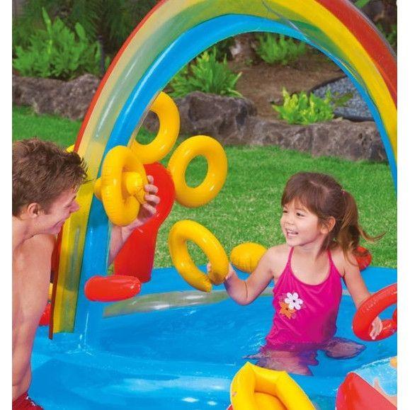 Piscina gonflabila cu tobogan 2.95 x 1.90 x 1.35 M, Intex Rainbow