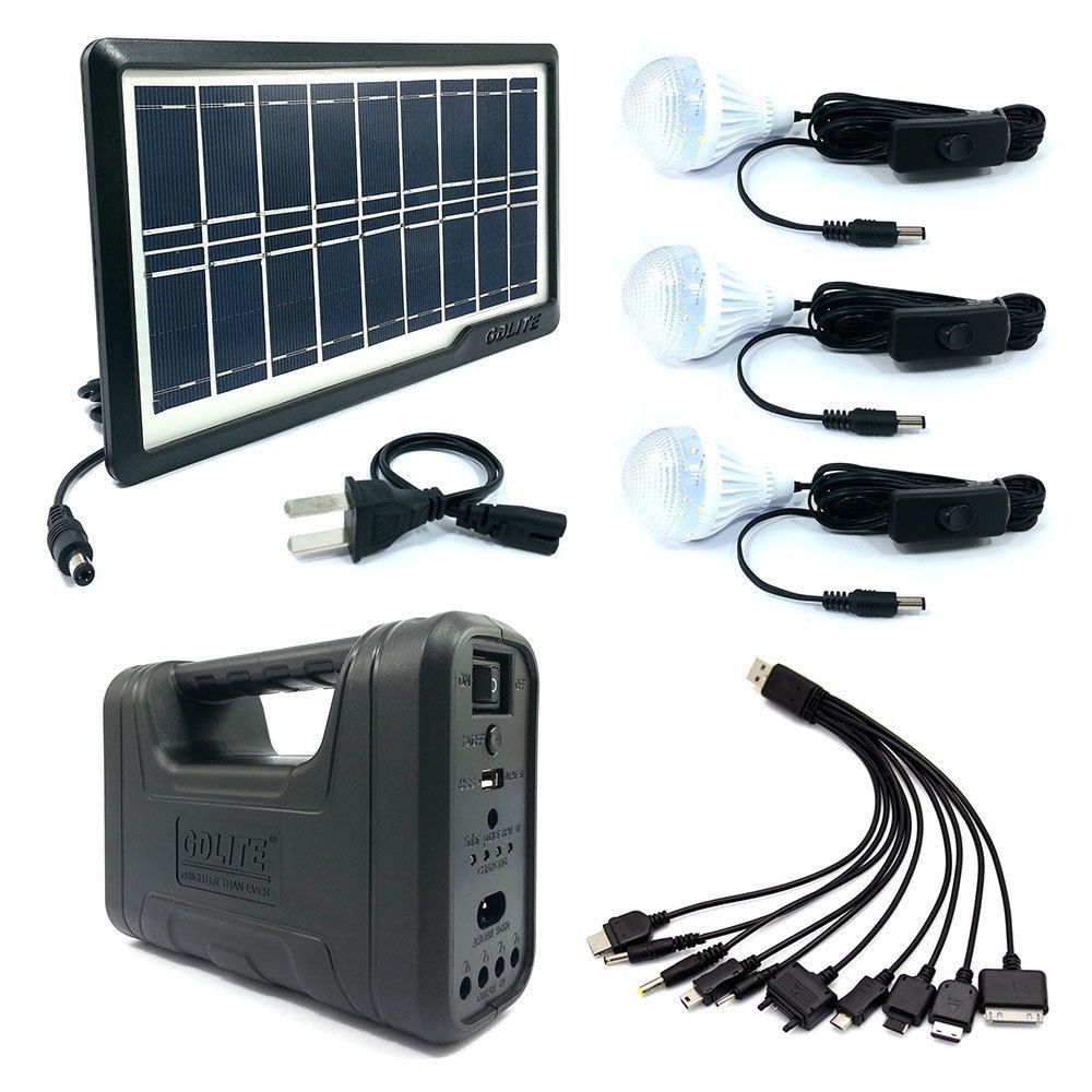 Kit lanterna cu panou solar, 3 becuri LED SMD, GDLITE-1