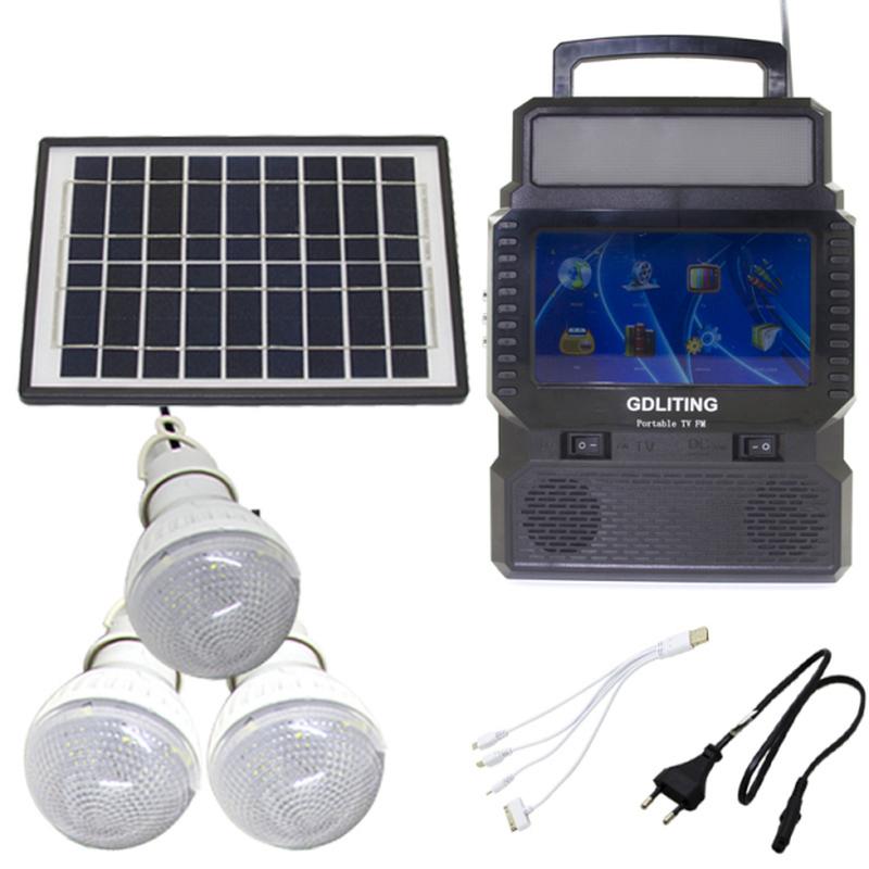 Kit solar GD8086 Antena TV Radio FM USB MP3 si 3 becuri