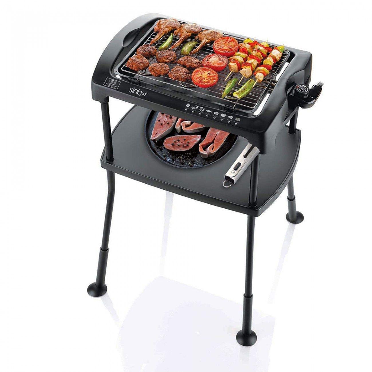 Gratar electric tip grill barbeque Sinbo, 2000 W, termostat, indicator luminos