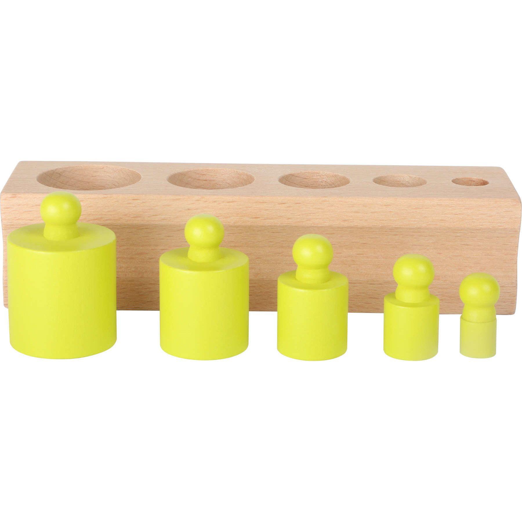 Set cilindri Montessori lemn natur, multicolor, Picodino