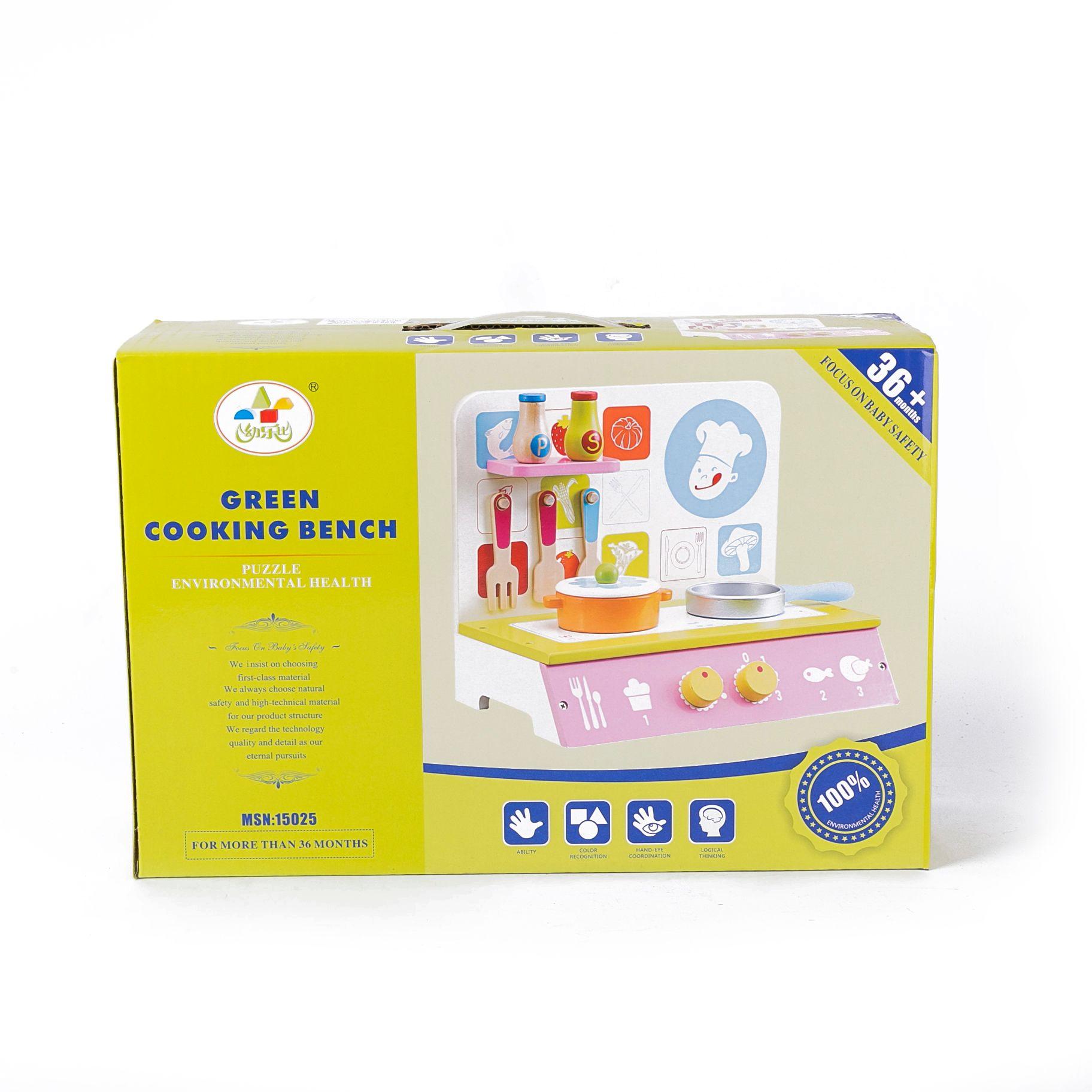 Bucatarie de jucarie, mini aragaz din lemn, Multicolor