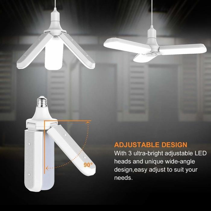 Lampa LED cu 3 brate mobile ajustabile, E27 6500K 45W, Alb Rece
