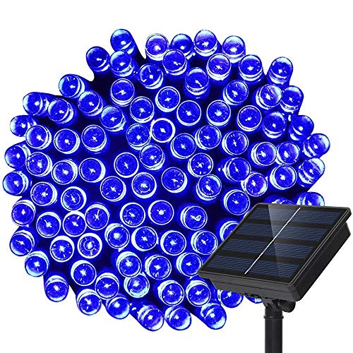 Instalatie LED pentru exterior cu incarcare solara, albastru