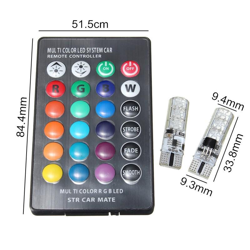 Set 2 becuri RGB auto cu telecomanda
