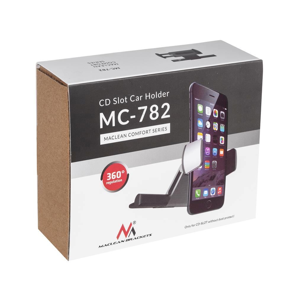Suport telefon Maclean MC-782 cu prindere la CD player, din aluminiu si ABS