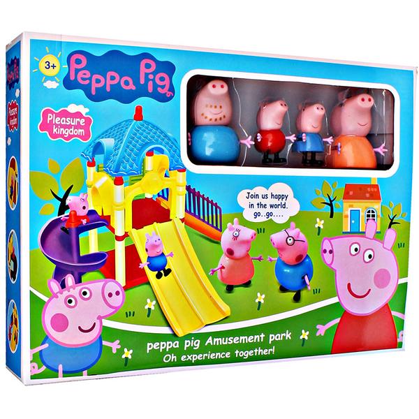 Centru de joaca Peppa Pig si familia pe tobogan