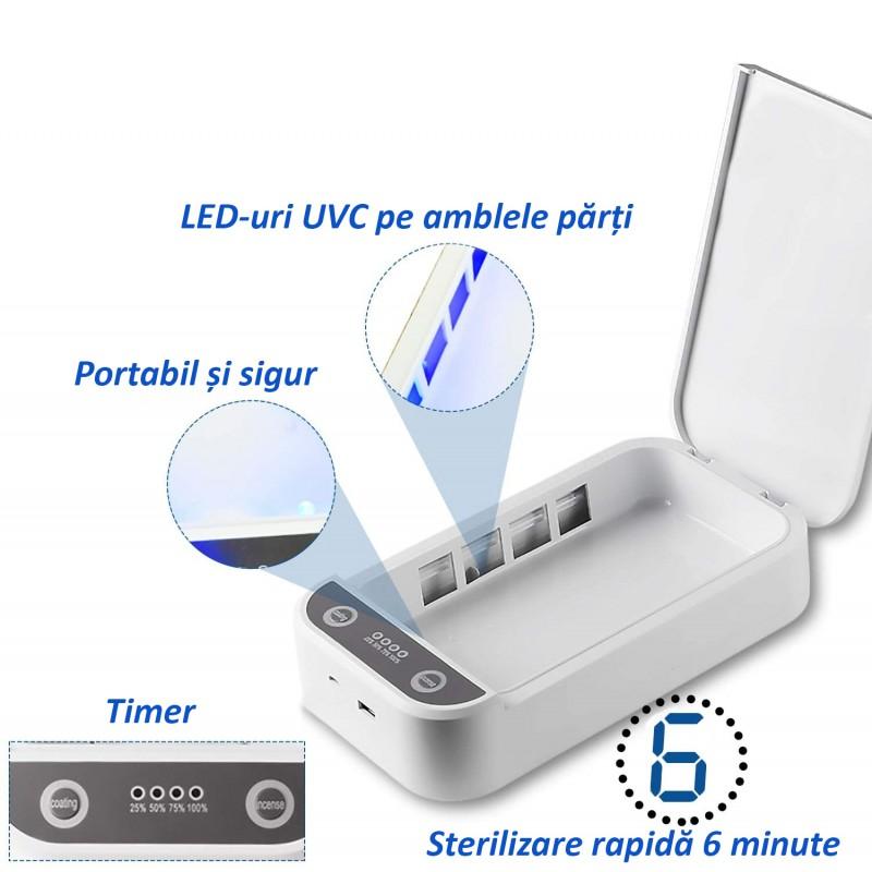 Sterilizator UVC 3 in 1 pentru obiecte, functie aromaterapie, mufa USB