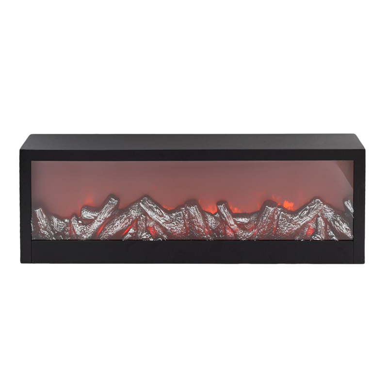 Felinar decorativ tip semineu, 60 x 10 x 20 cm, Negru