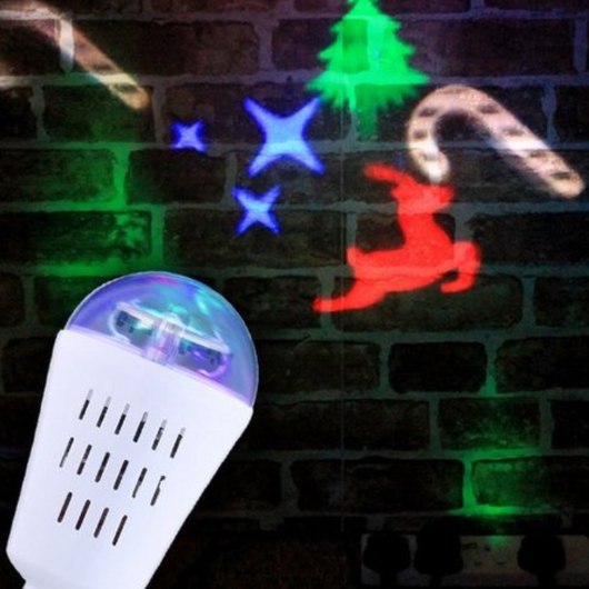 Bec LED RGB rotativ cu proiectii de Craciun