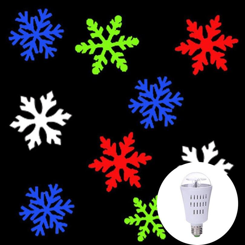 Bec LED RGB rotativ cu proiectii de Craciun