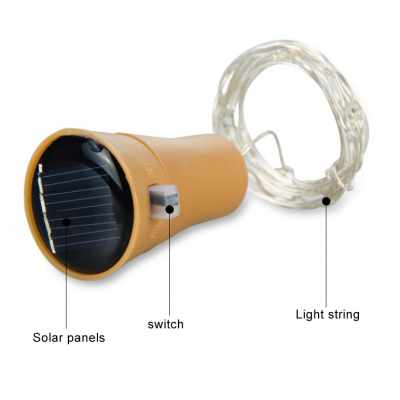 Set 2 instalatii solare 10 LED, in forma de dop de sticla