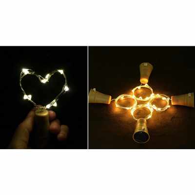 Set 2 instalatii solare 10 LED, in forma de dop de sticla