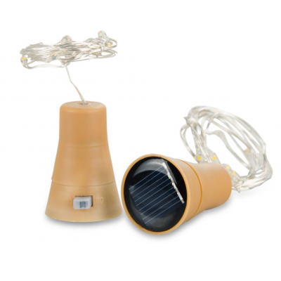 Set 2 instalatii solare 10 LED, in forma de dop de sticla