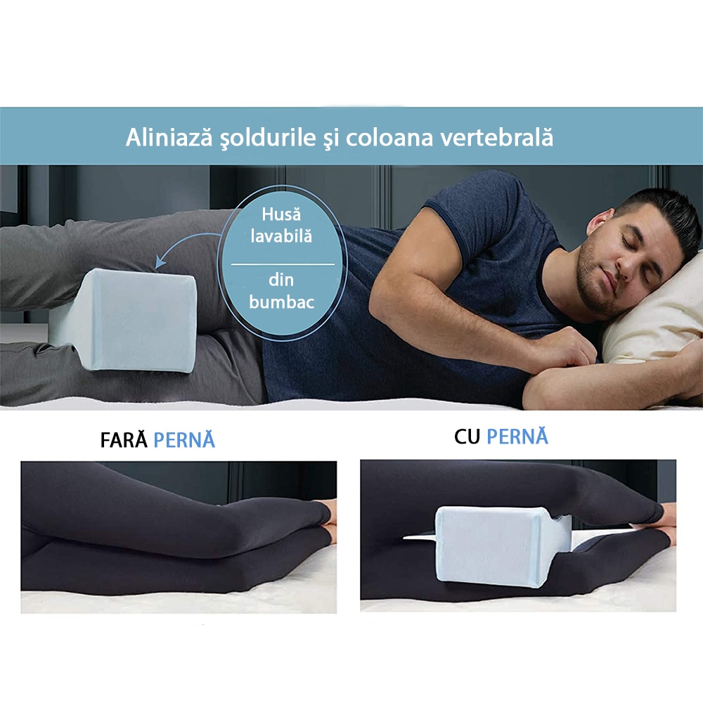 Perna ortopedica picioare, spuma cu memorie, strat exterior din gel cu efect racoritor