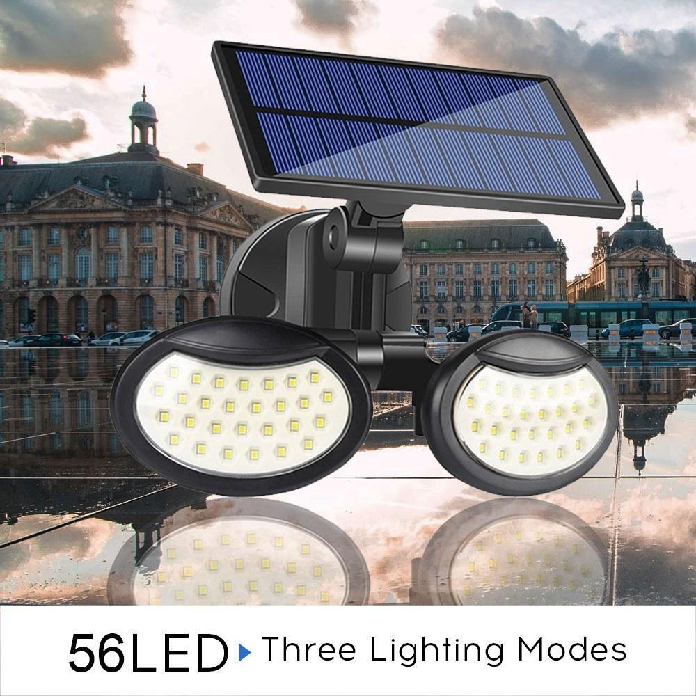 Lampa solara dubla 56 LED cu senzor de miscare