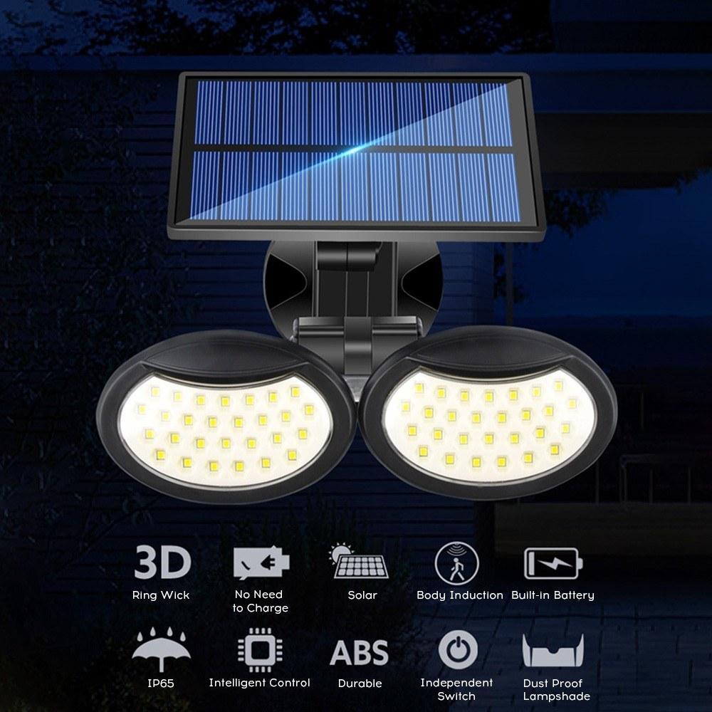 Lampa solara dubla 56 LED cu senzor de miscare