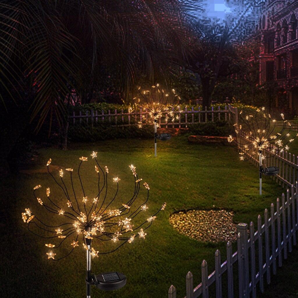 Set 2 x lampa solara artificii cu suport metalic, 90 LED