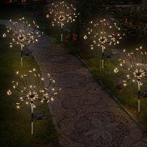 Set 2 x lampa solara artificii cu suport metalic, 90 LED