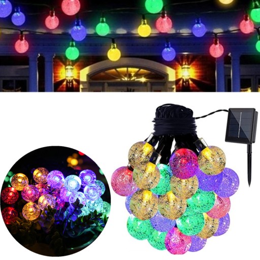 Instalatie solara LED 30 globulete multicolore