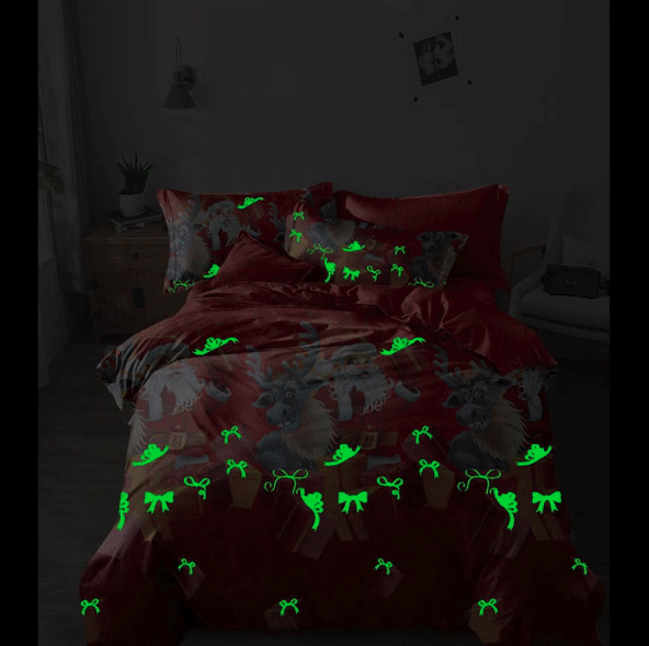 Lenjerie de pat fosforescenta, tematica de Craciun