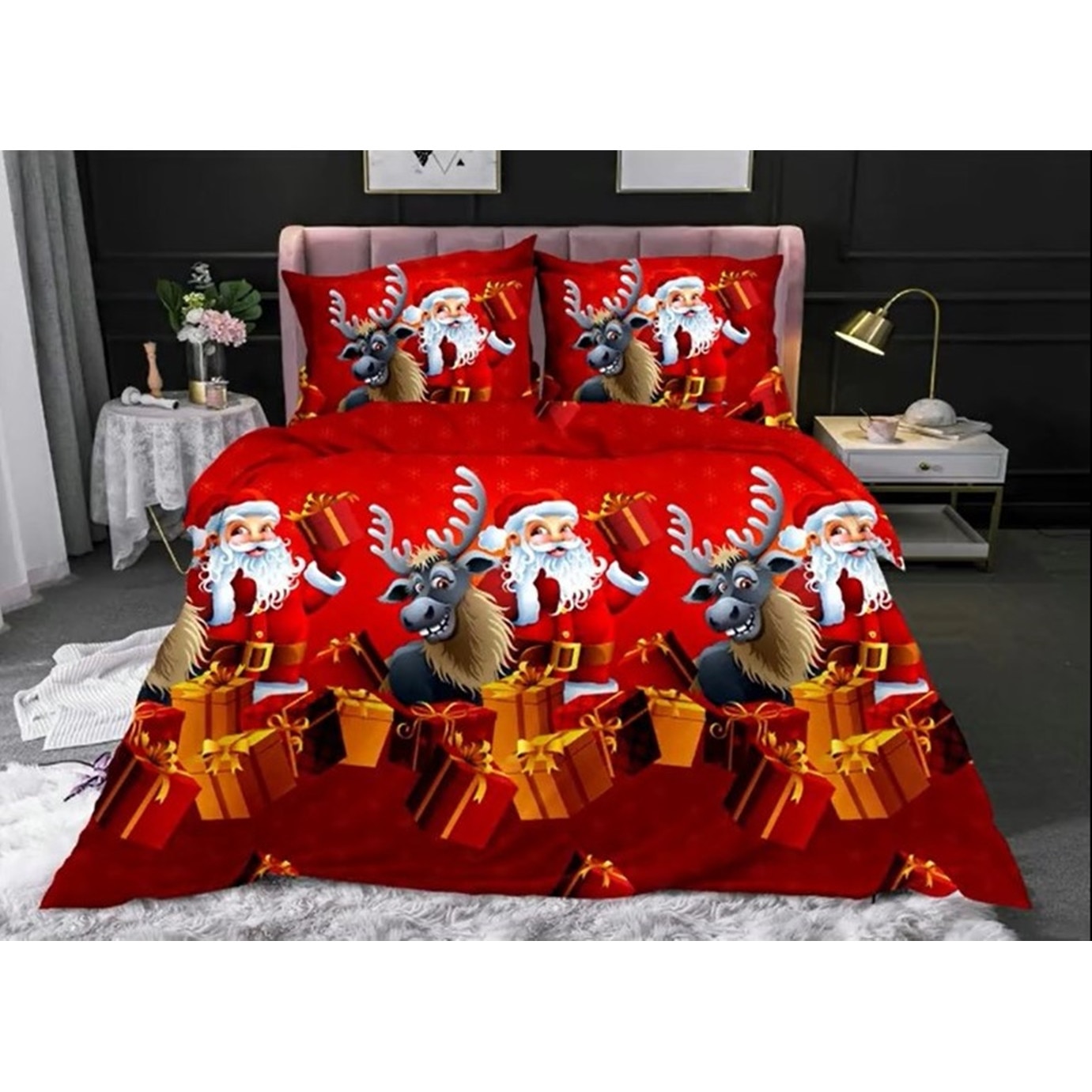 Lenjerie de pat fosforescenta, tematica de Craciun