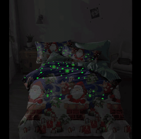 Lenjerie de pat fosforescenta, tematica de Craciun