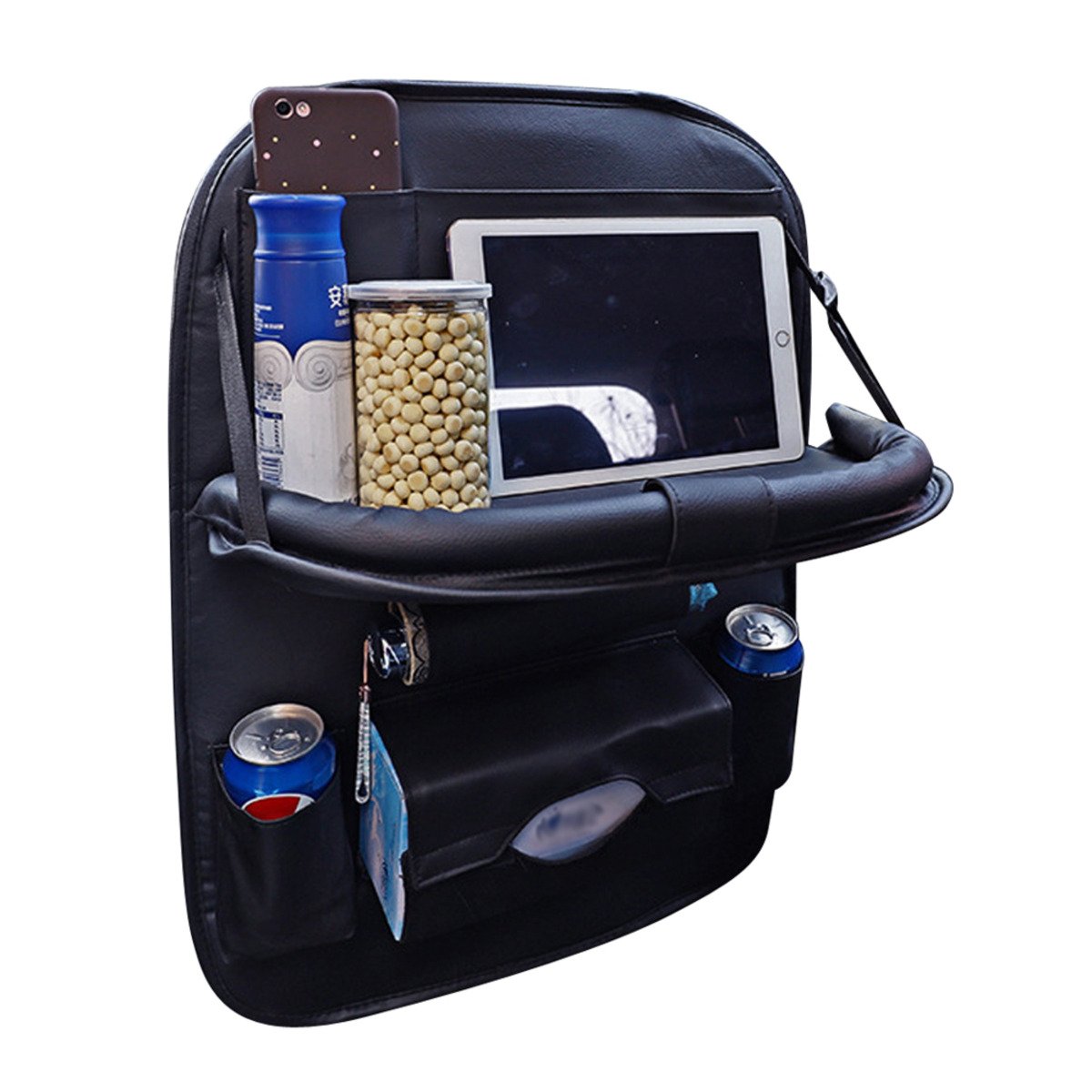 Organizator cu tavita pentru scaun auto spate, piele ecologica