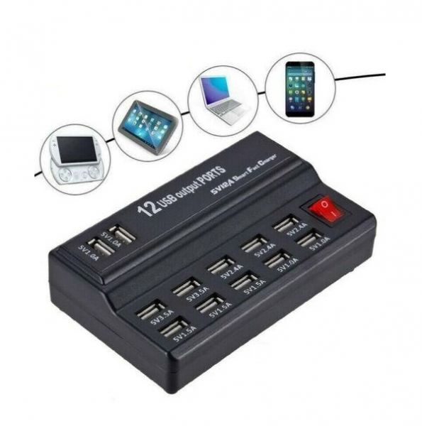 Incarcator fast charge cu 12 porturi USB