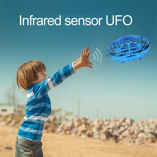Mini drona OZN, disc zburator interactiv cu 5 senzori infrarosu, lumina LED