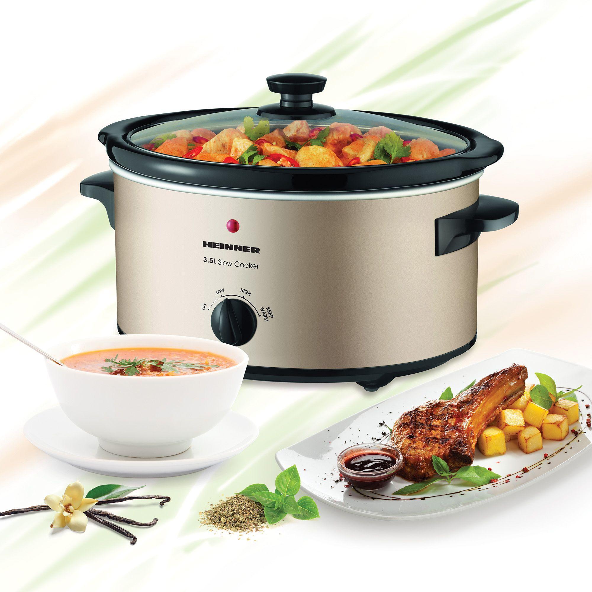 Slow Cooker Heinner HSCK-C35CR, 3.5 L, 135 W, 2 setari temperatura, Auriu