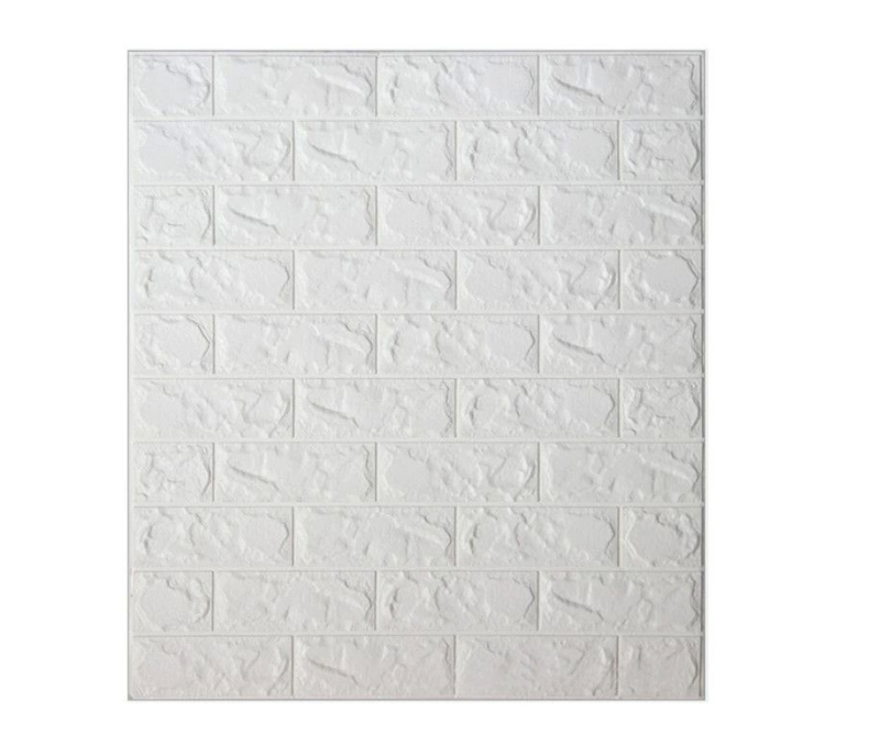 Tapet autoadeziv caramizi albe, 77 x 70 cm, spuma moale 3D