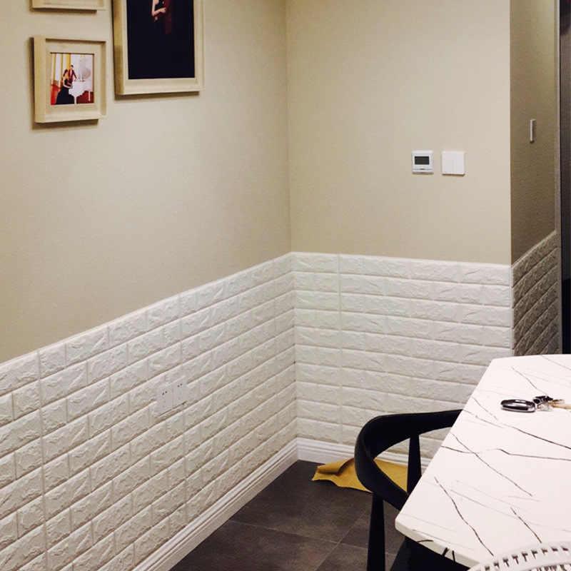 Tapet autoadeziv caramizi albe, 77 x 70 cm, spuma moale 3D