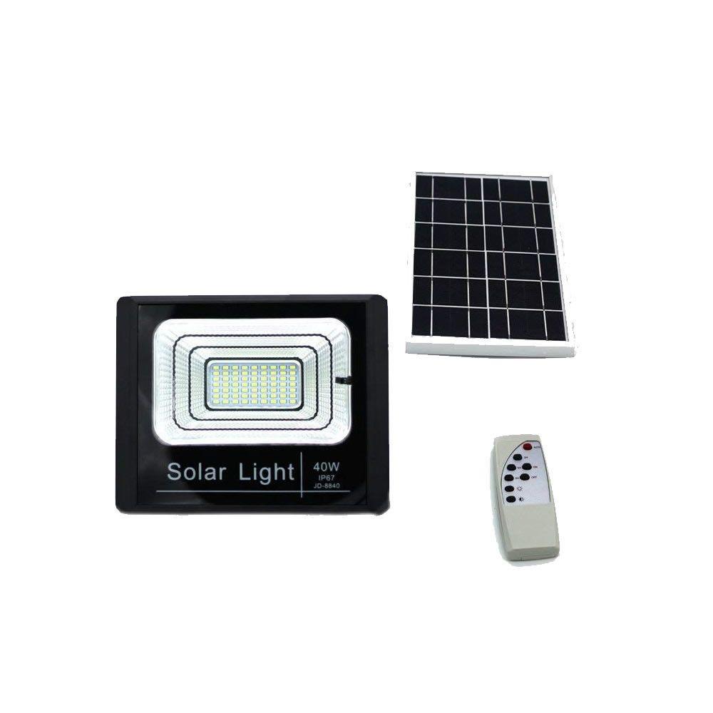 Proiector LED exterior 40W alb rece cu panou solar, Solar Light IP 66