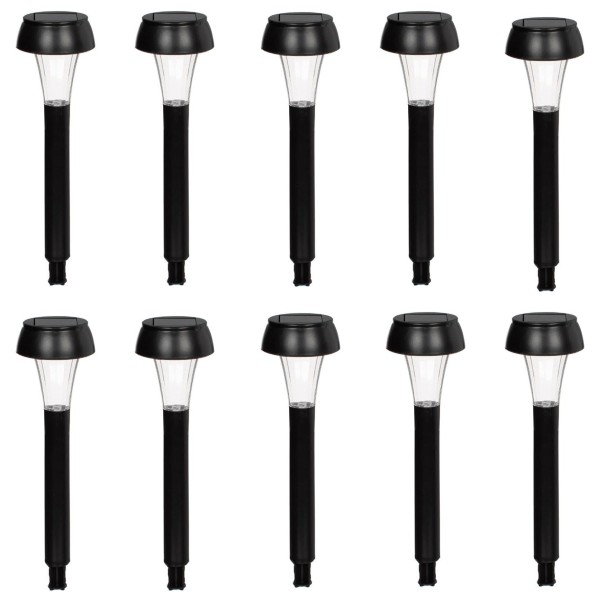 Set 10 x lampa solara 18.5 cm, Negru