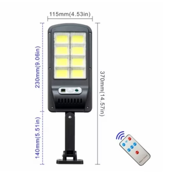 Set 4 x Lampa solara 8 celule, 160 LED COB, telecomanda