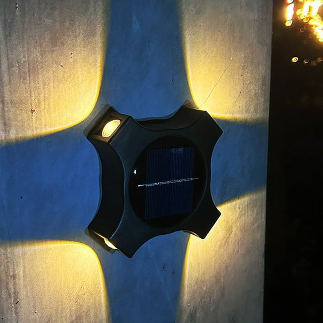 Set 4 x lampa solara cu lumina 4 directii, Alb cald