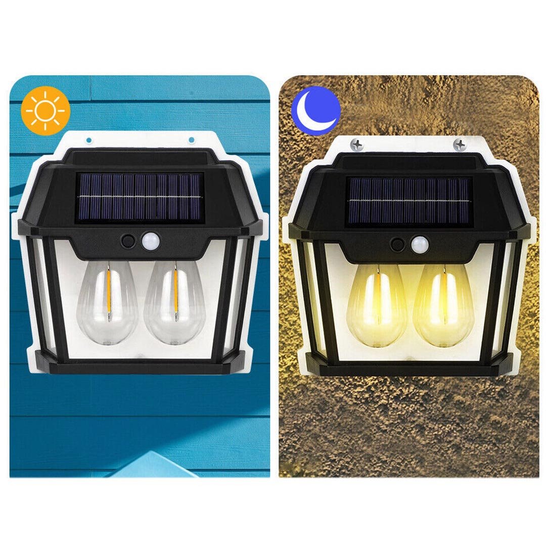 Set 2 x Lampa solara 2 becuri LED, Senzor de miscare si lumina