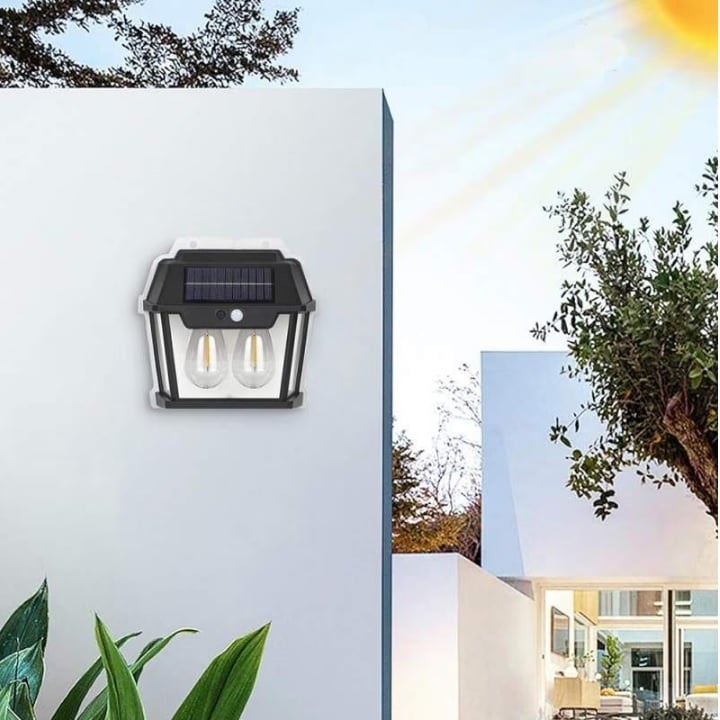 Set 2 x Lampa solara 2 becuri LED, Senzor de miscare si lumina