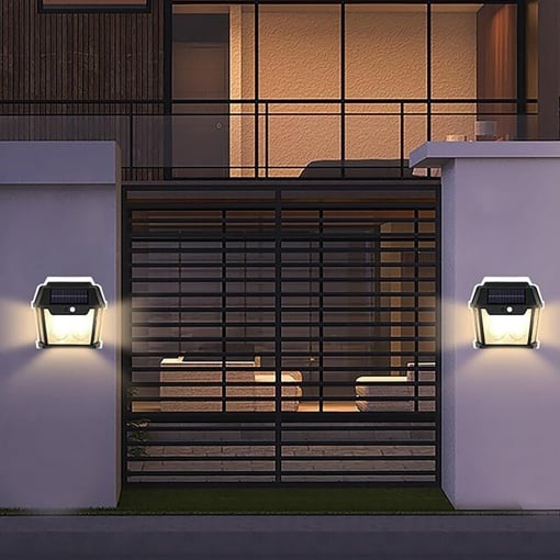 Set 2 x Lampa solara 2 becuri LED, Senzor de miscare si lumina