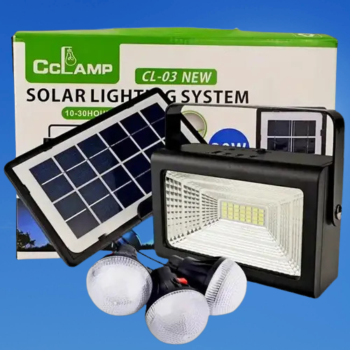 Sistem solar de iluminat cu 3 becuri LED SMD, 30 W