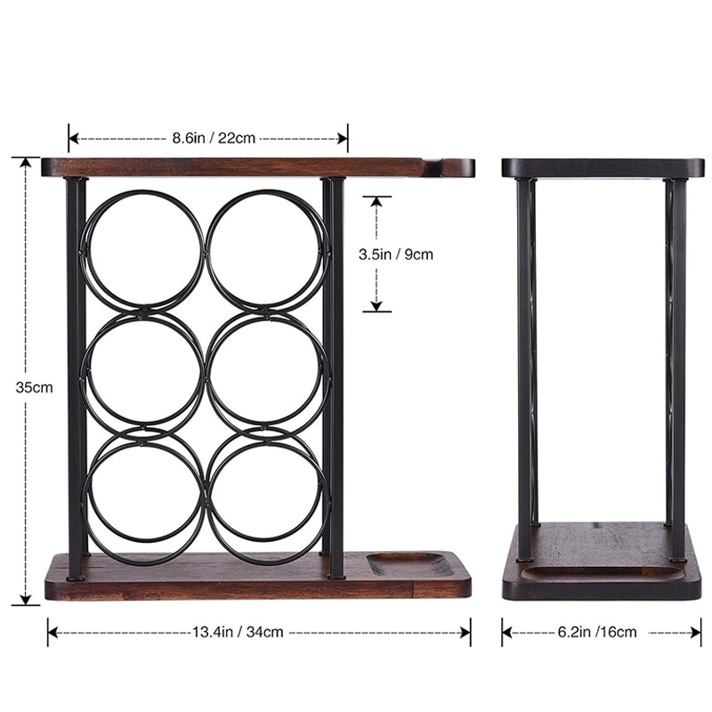 Suport 6 sticle de vin, 2 pahare